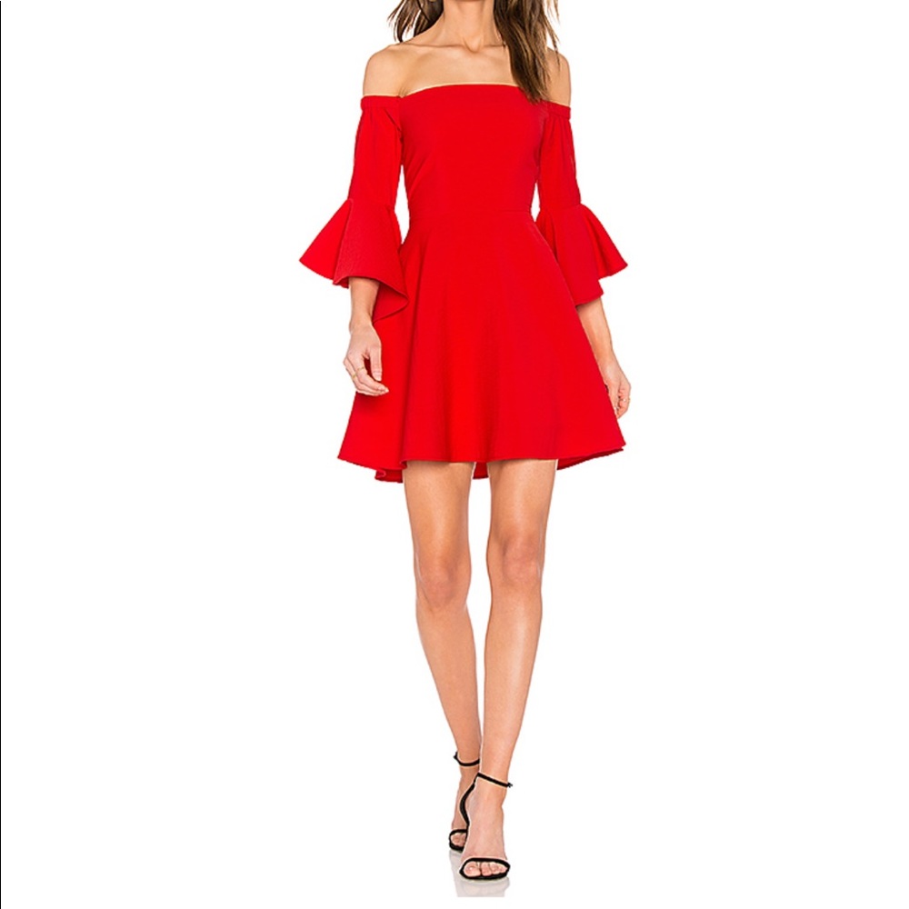 Red Off the Shoulder Cocktail Dress